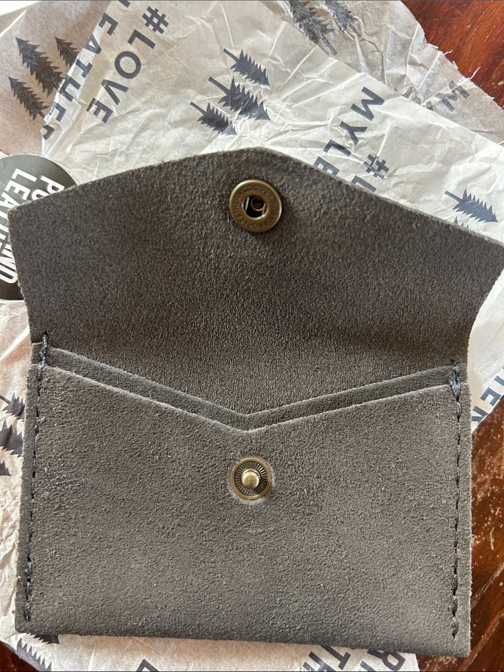 NEW Portland Leather Smoke Grey Mini Envelope Wallet